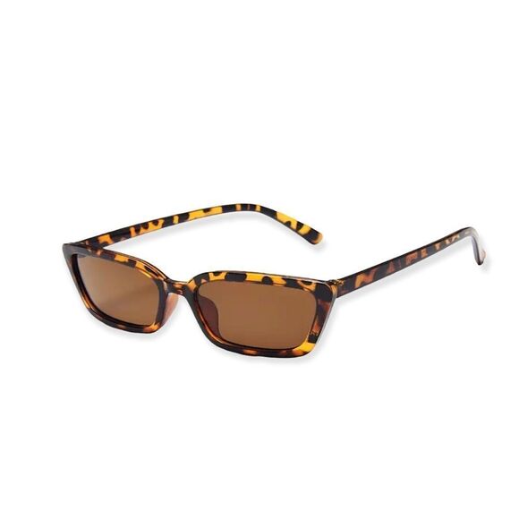 🆕Brown Tortoiseshell Cat Eye Square Rectangle Tinted Lens Sunglasses - Picture 1 of 5